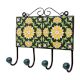 Green Floral Ceramic Tiles Hooks-471 (Set Of Ine Piece)